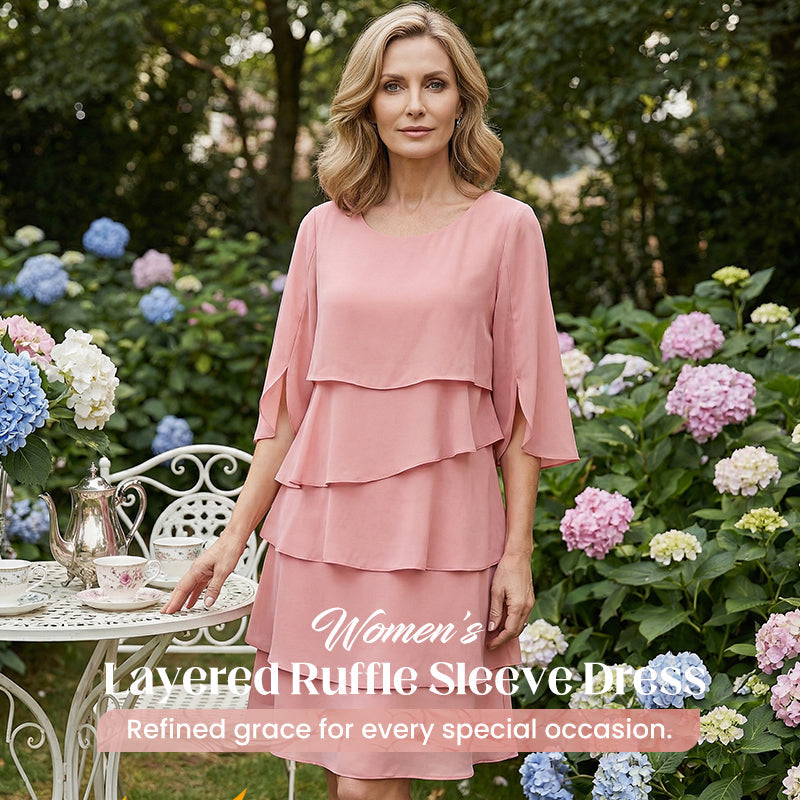 Elegant Layered Ruffle Sleeve Dress