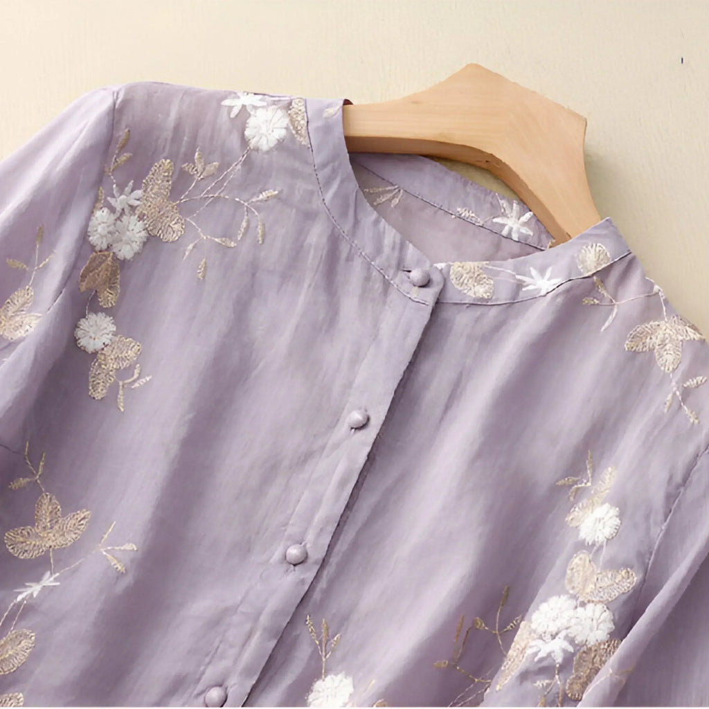 Celeste - Embroidered Cotton Blouse