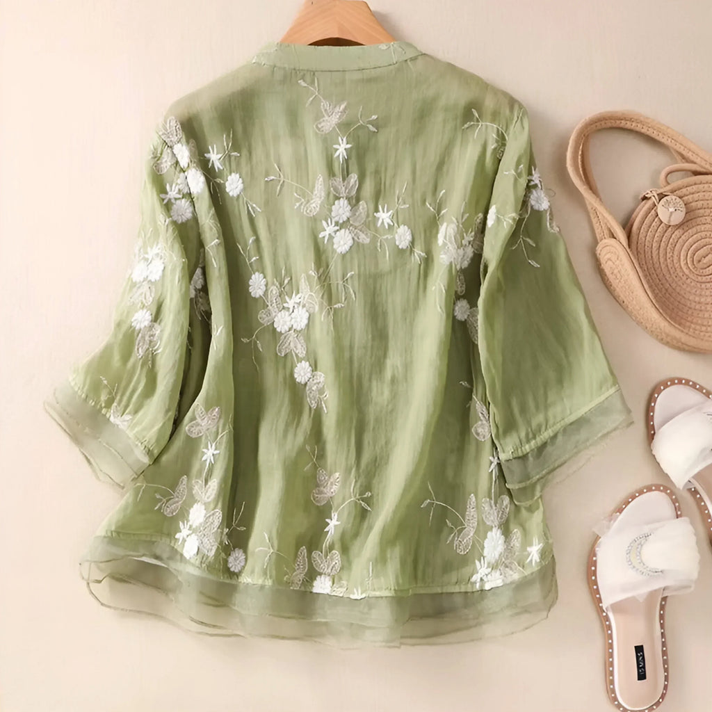 Celeste - Embroidered Cotton Blouse