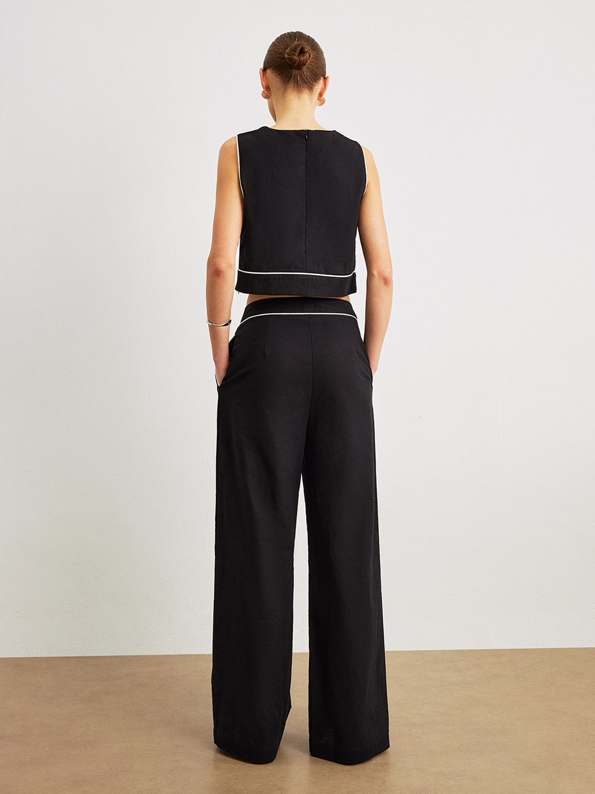 Cotton & Linen Pants Set With Pockets