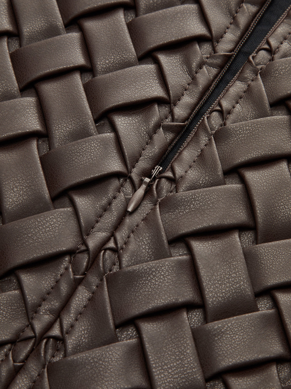 Faux Leather Woven Mini Skirt