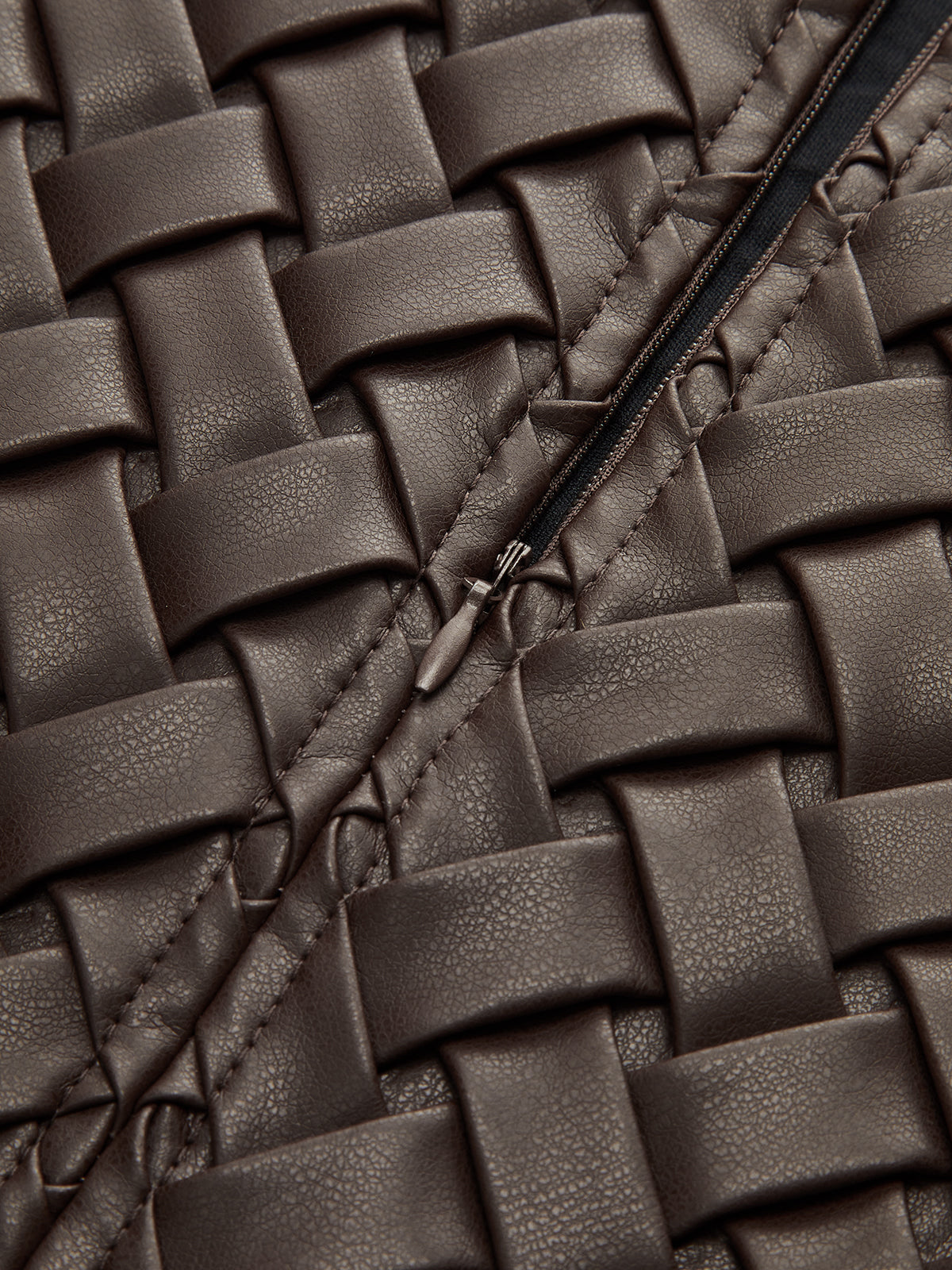 Faux Leather Woven Mini Skirt