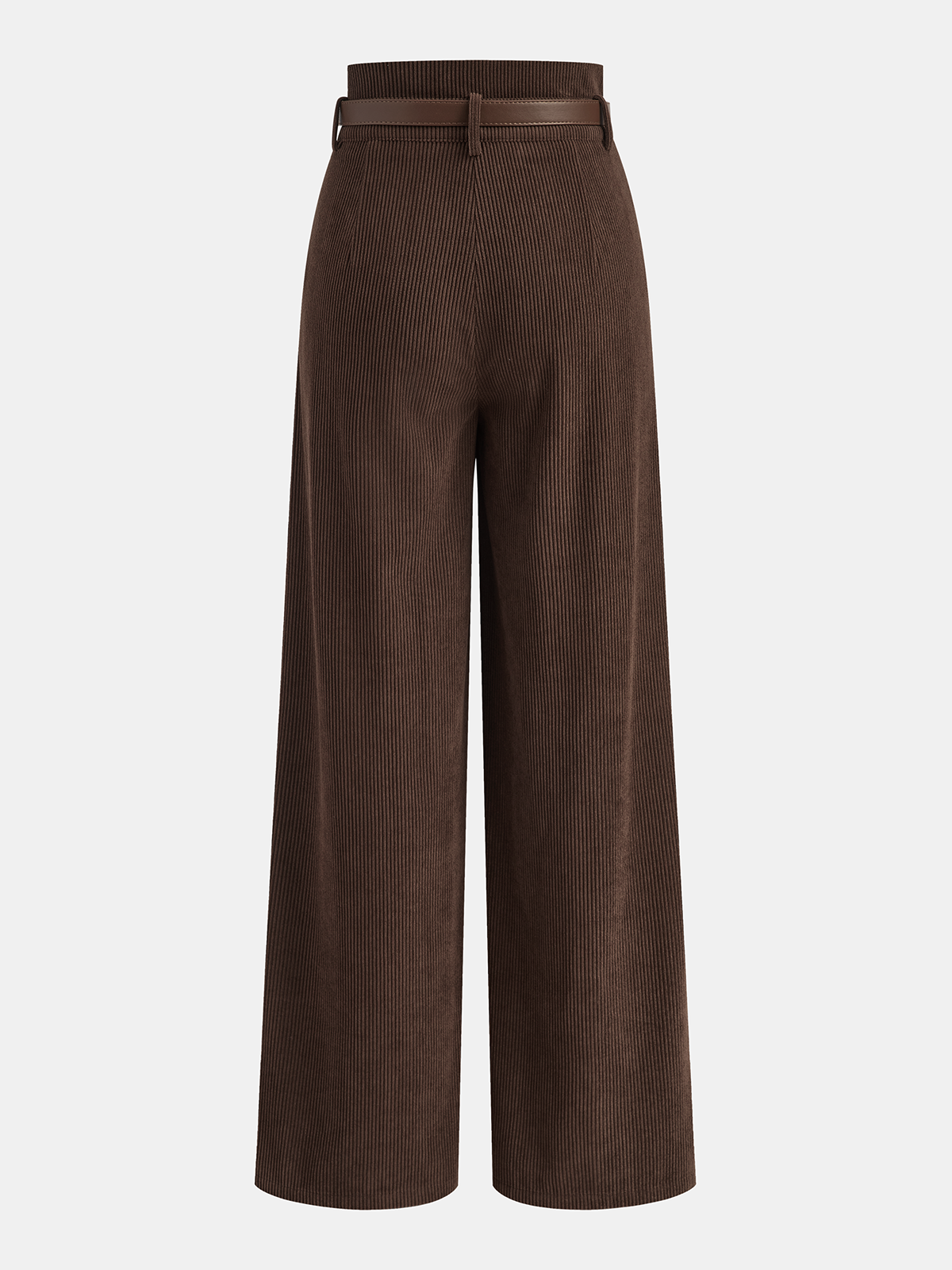 Belted Corduroy High-Waist Pants