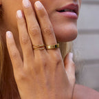 Black Crystal Ribbed Ring