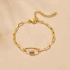 Crystal Paperclip Charm Bracelet