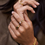 Crystal White Blossom Ring Gold