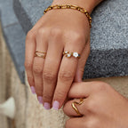 Crystal White Blossom Ring Gold