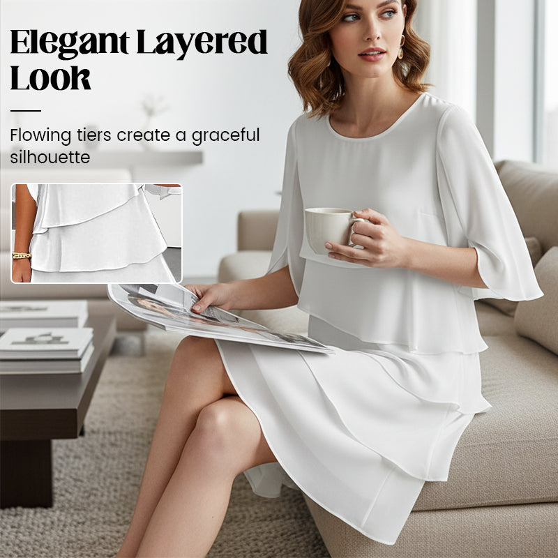 Elegant Layered Ruffle Sleeve Dress